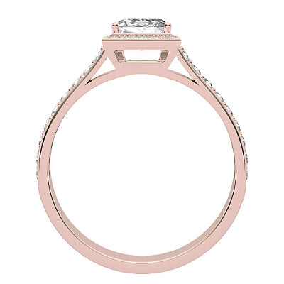 Vittoria Princess Solitaire halo Half diamond band 4 Prongs