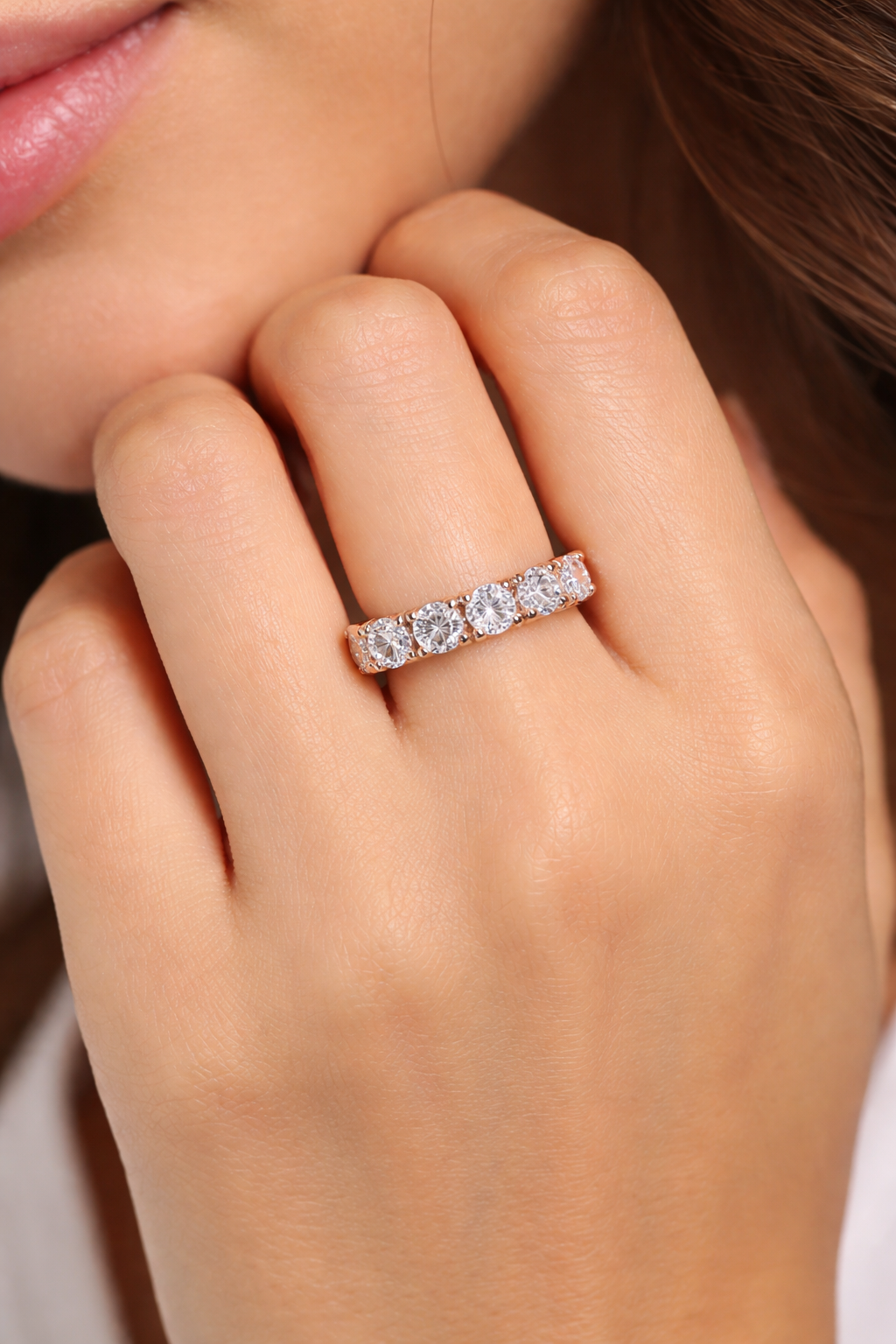 5 Stones Modern Eternity band model 