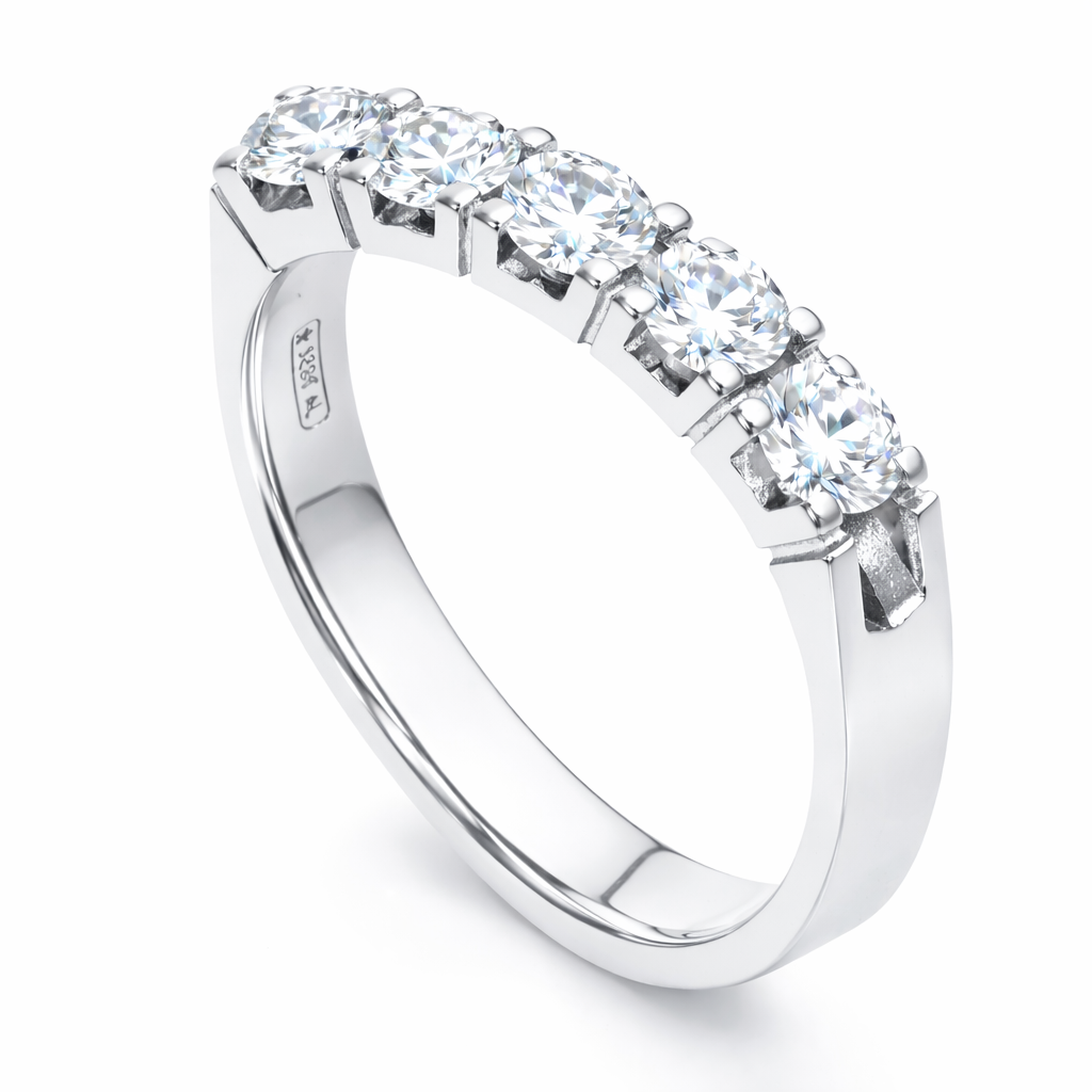 5 Stones Modern Eternity band view 2 