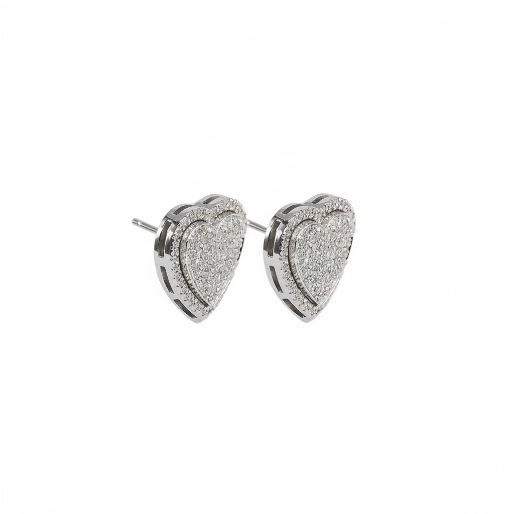 Heart Pavè Halo Earrings