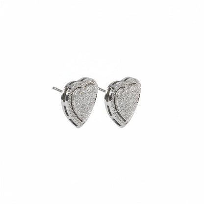 Heart Pavè Halo Earrings