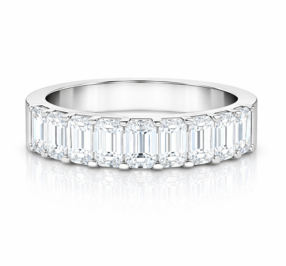 9 Emerald Cut Diamonds Design Eternity Band