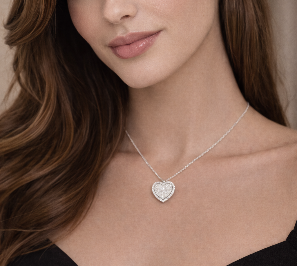 Heart Pavè Halo Pendant