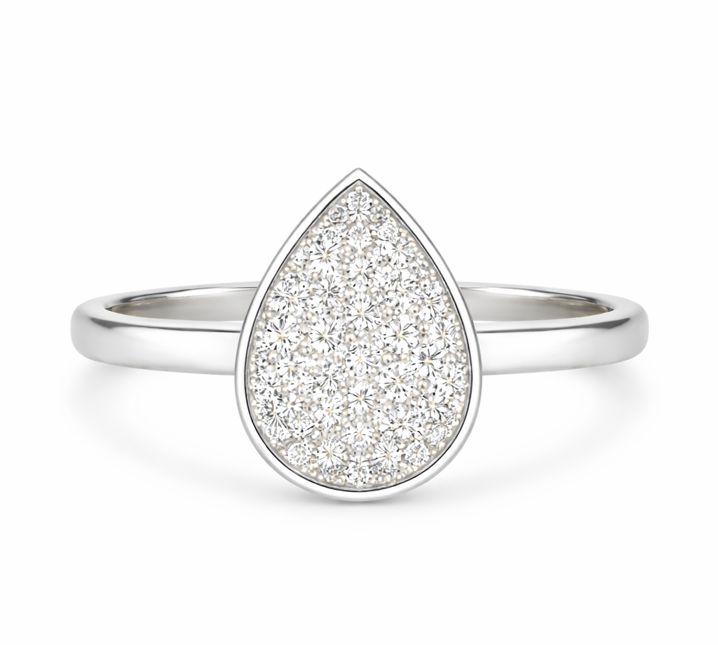 Pear Classic pave ring