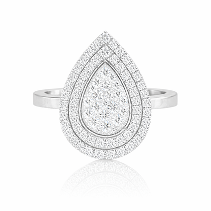 Pear Pavé Double Halo Ring