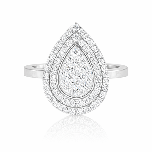 Pear Pavé Double Halo Ring