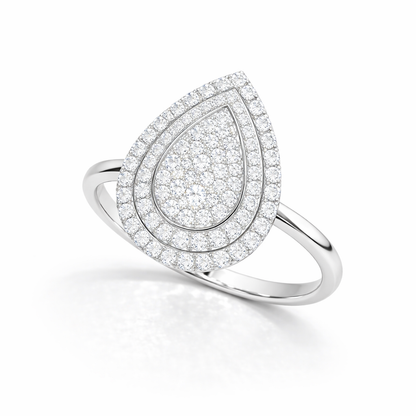 Pear Pavé Double Halo Ring