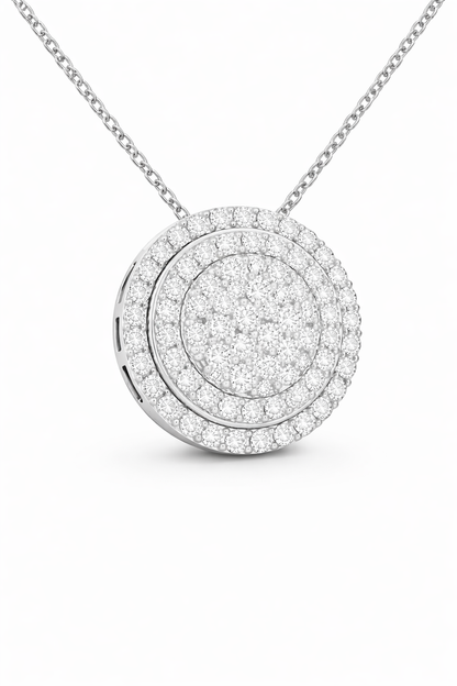 Round Pavè Double Halo pendant