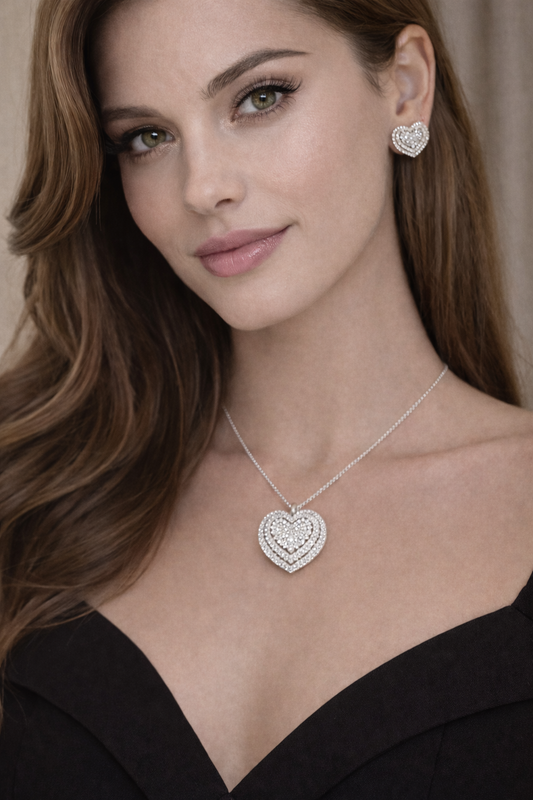Heart Pavè Double Halo Pendant