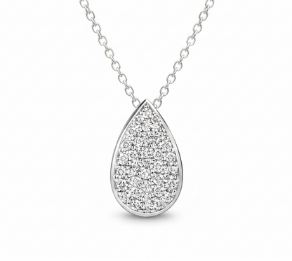 Classic Pavè pear Pendant in white gold