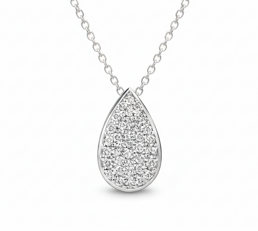 Classic Pavè pear Pendant in white gold