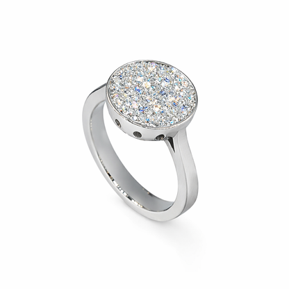 Classic Pavè round  diamond ring in white gold