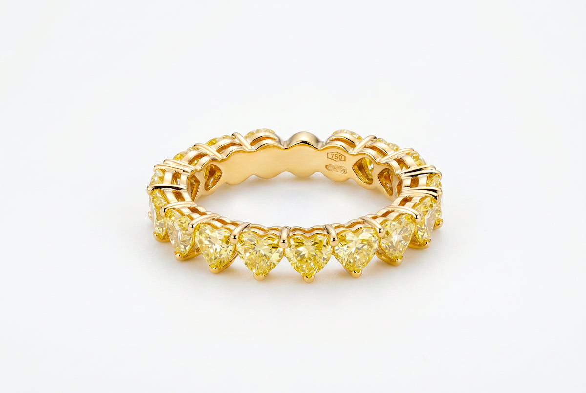 Fancy Yellow Heart Diamond Eternity Ring