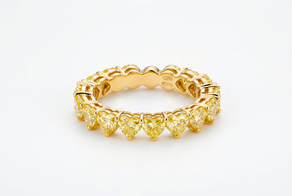 Fancy Yellow Heart Diamond Eternity Ring