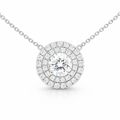 Double halo pendant in white gold 