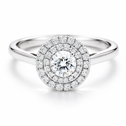 Double halo ring  white gold
