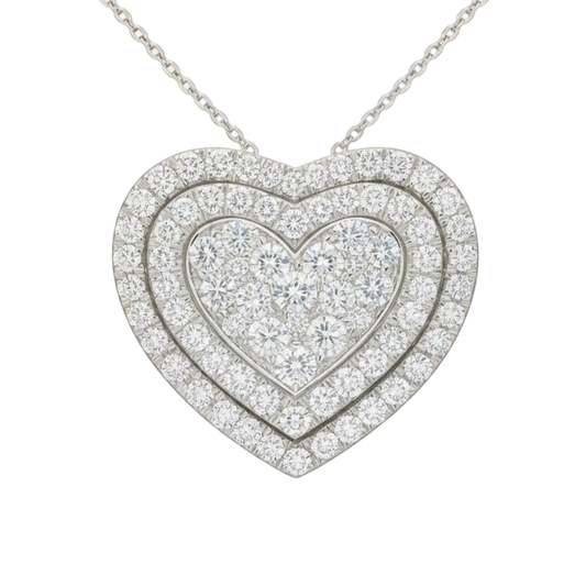 Heart Pavè Double Halo Pendant