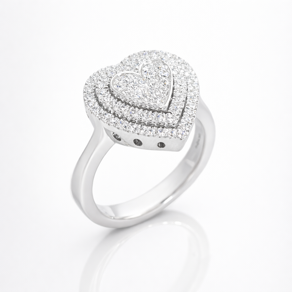 Heart Pavé Double Halo Ring  view 2