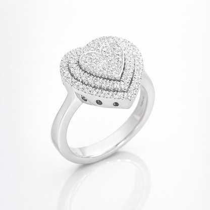Heart Pavé Double Halo Ring  view 2