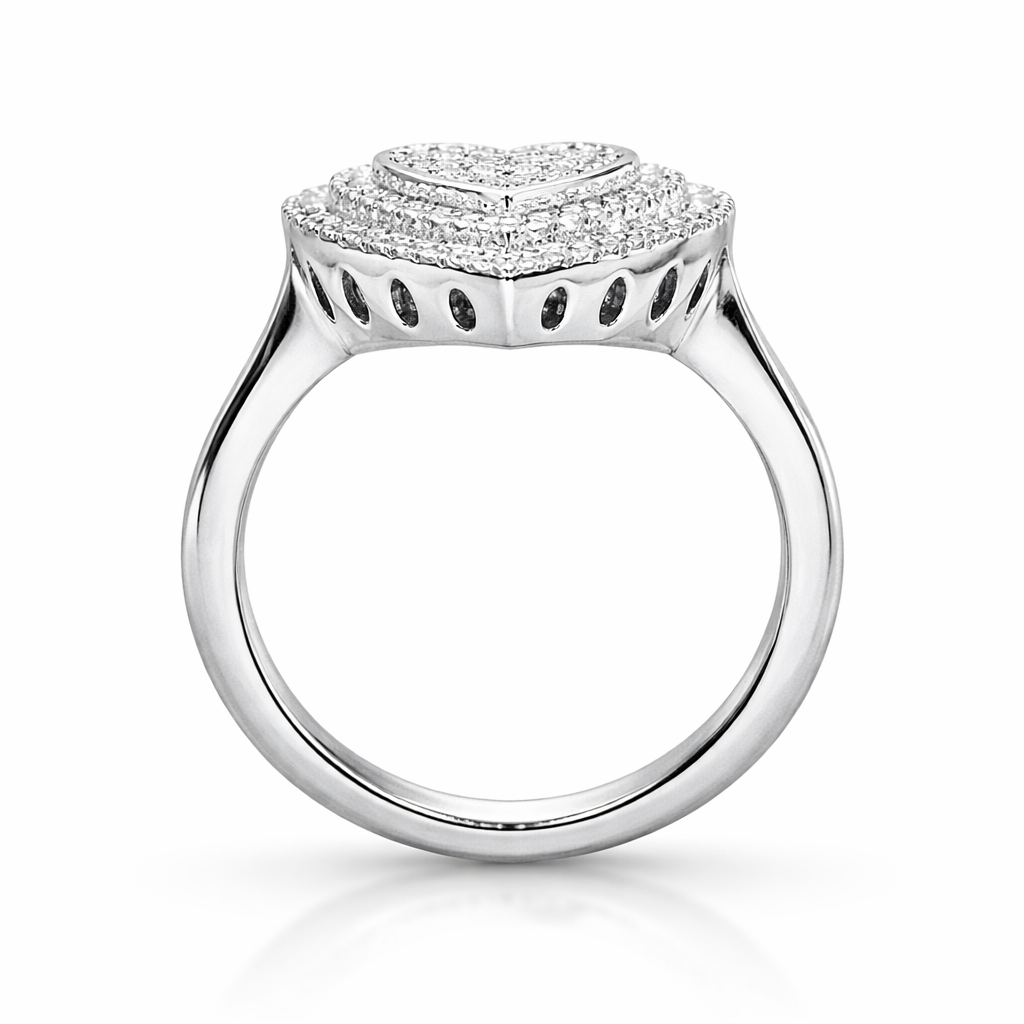 Heart Pavé Double Halo Ring  view 3