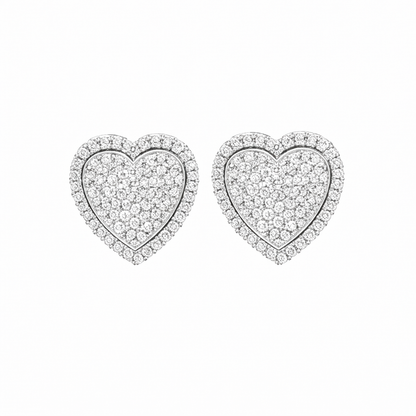 Heart Pavè Halo diamond Earrings