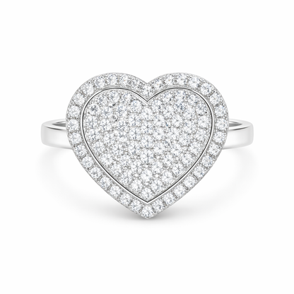 Heart Pavè Halo diamond Ring in white gold 