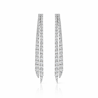 Lariat earrings 7cm in white gold 