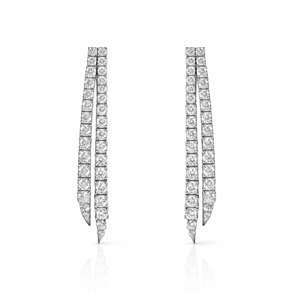 Lariat Earrings 5 cm in white gold 