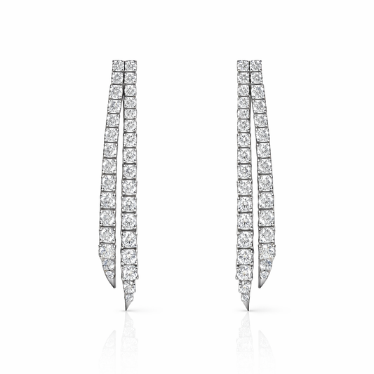 Lariat Earrings 5 cm in white gold 