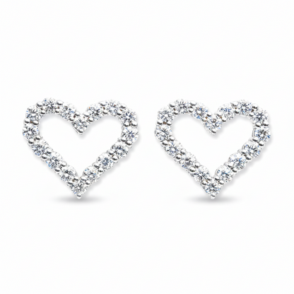 Open heart diamond earrings in white gold 