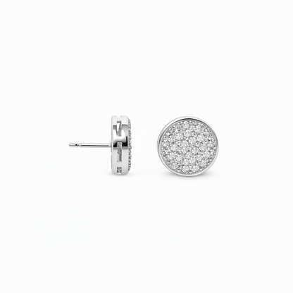 Pave round diamond earrings 