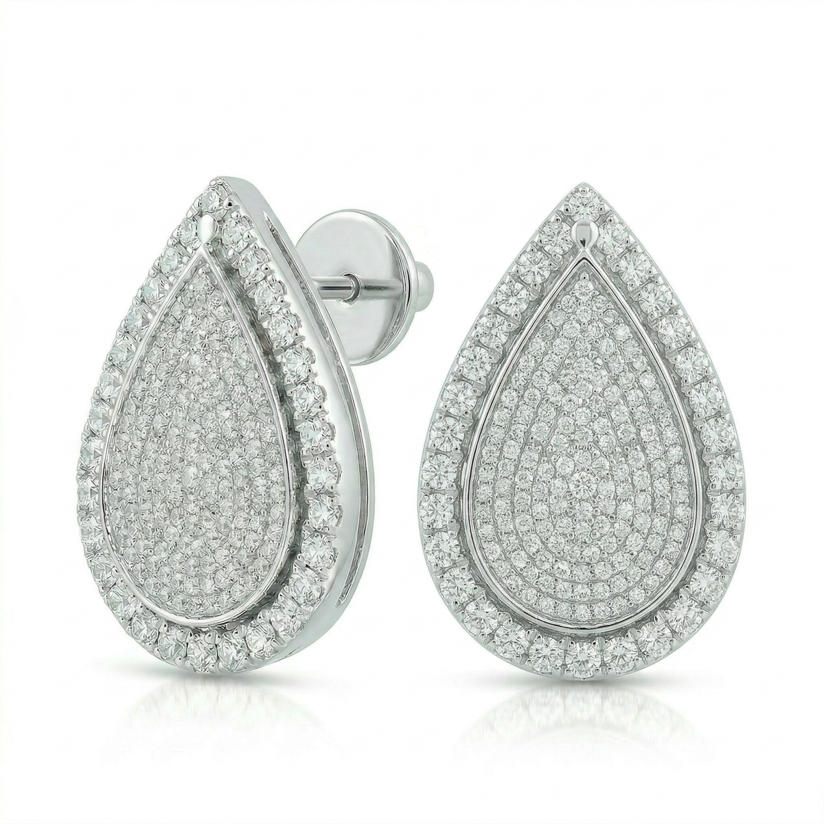 Pear Pavè Halo Earrings
