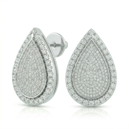 Pear Pavè Halo Earrings