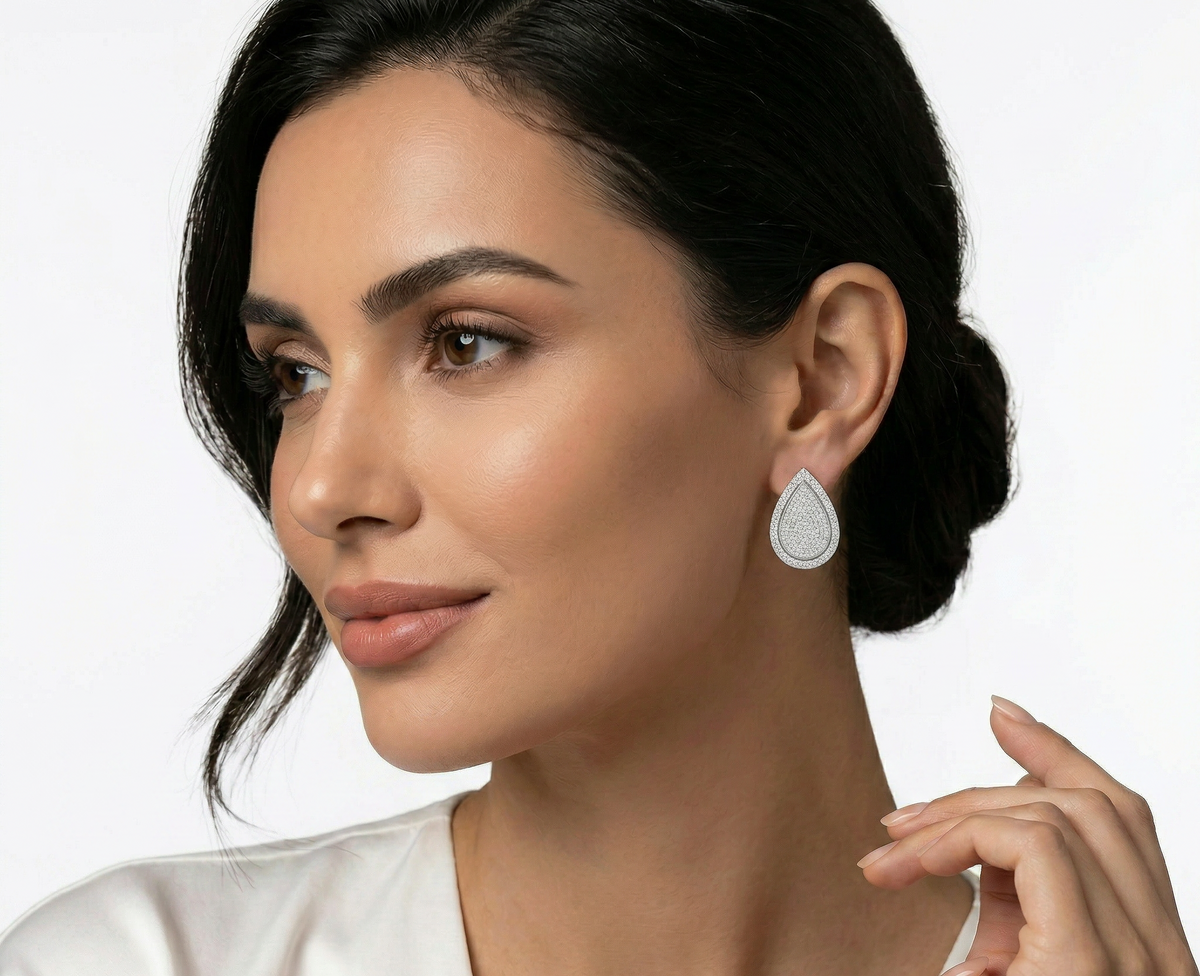 Pear Pavè Halo Earrings