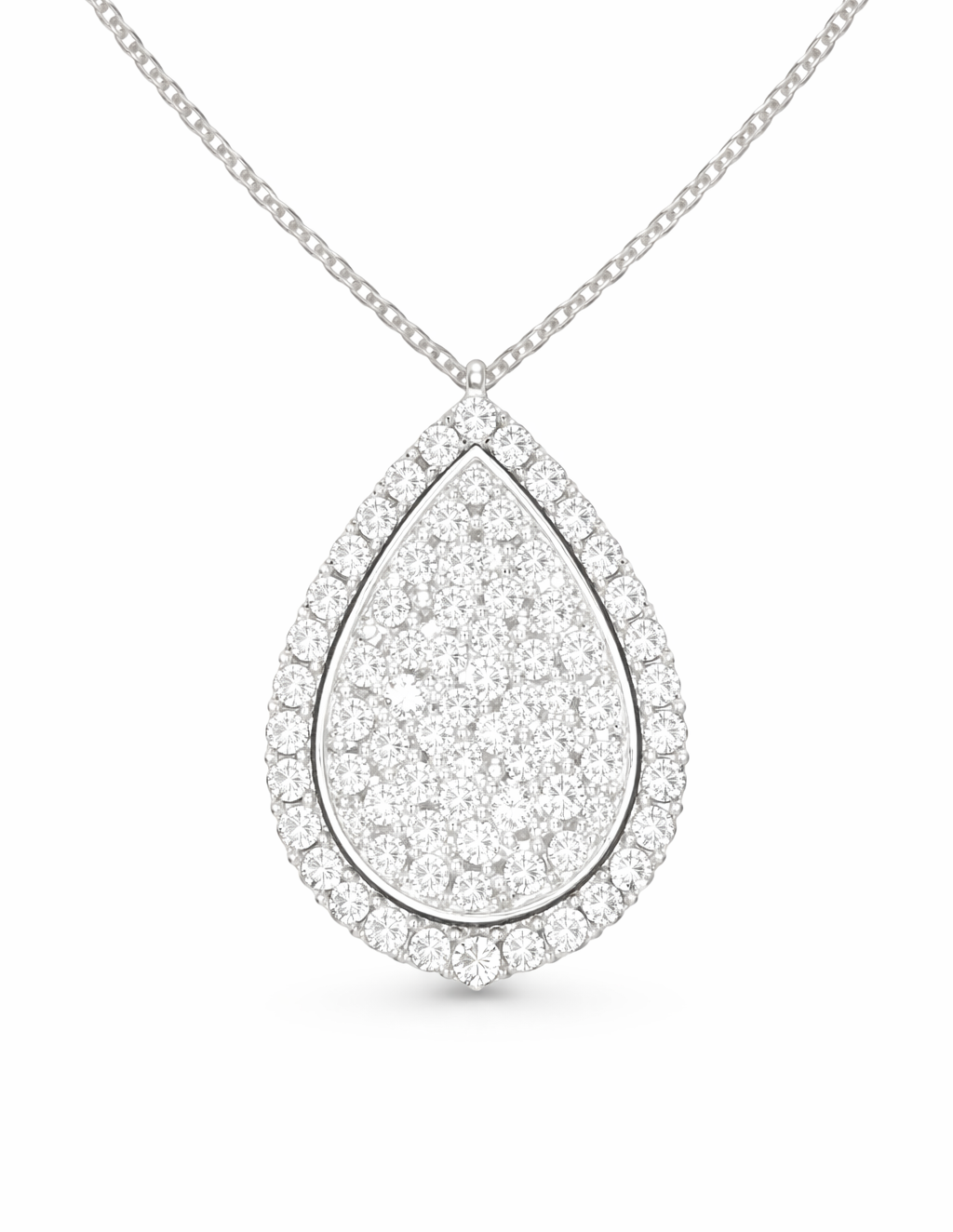 Pear Pavè Halo Pendant in white gold 