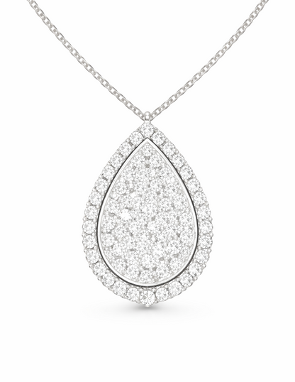 Pear Pavè Halo Pendant in white gold 