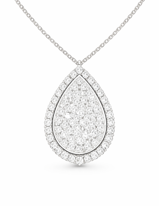 Pear Pavè Halo Pendant in white gold 