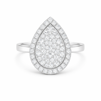 Pear Pavè Halo Ring in white gold 