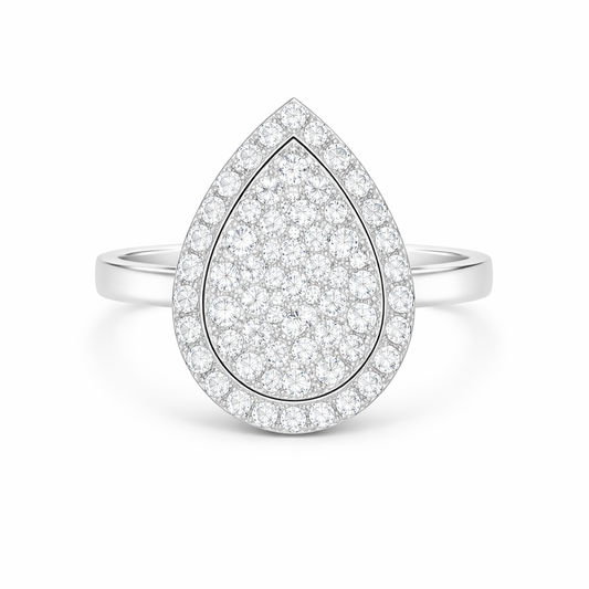 Pear Pavè Halo Ring in white gold 