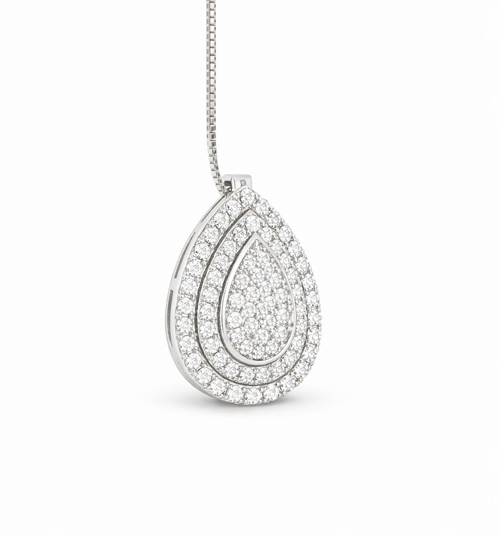 Pear Pavè Double Halo Pendant