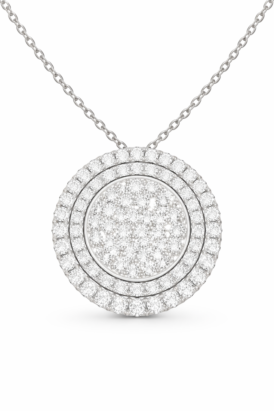 ROUND PAVE Double halo PENDANT