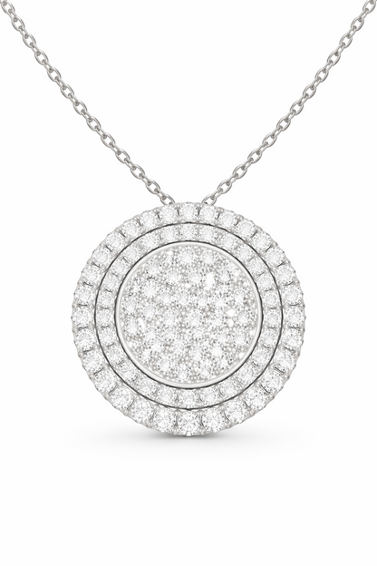 ROUND PAVE Double halo PENDANT