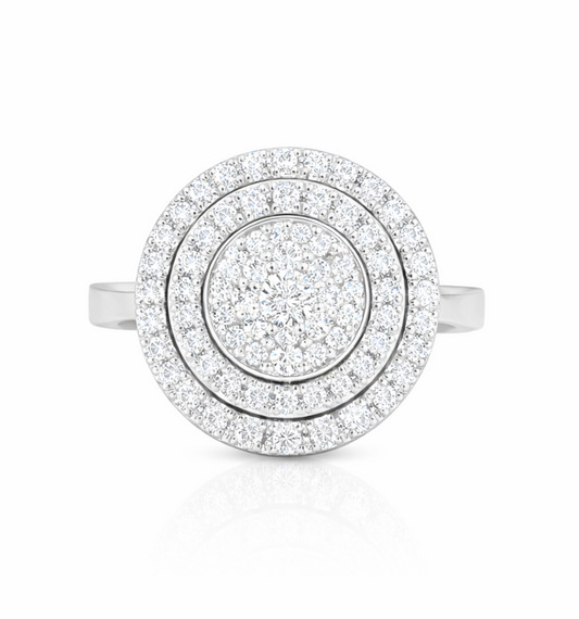 Round Pavè Double Halo Ring