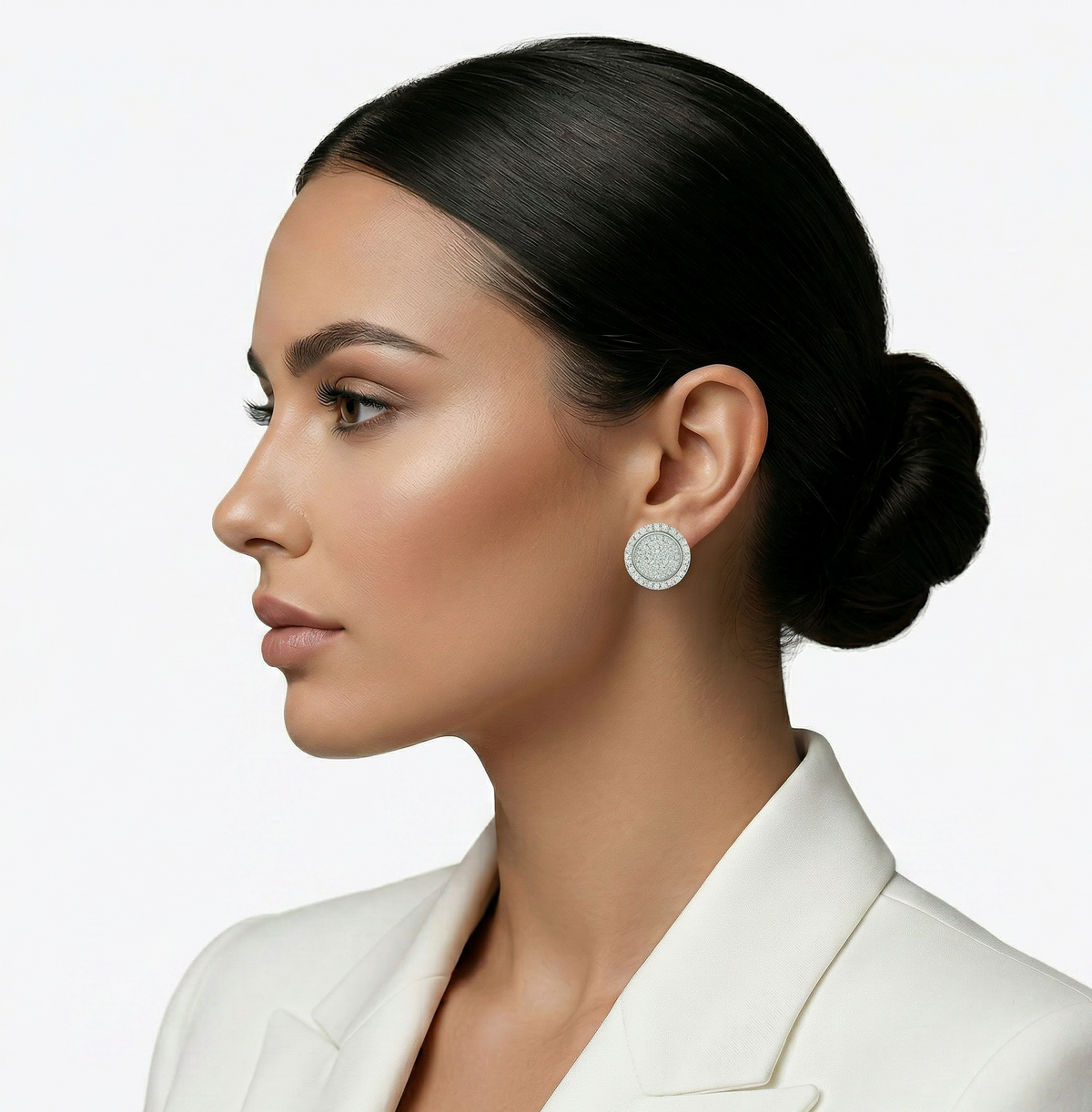 Round Pavè Halo Earrings