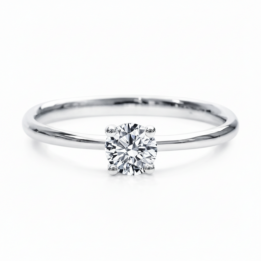 Stud Solitary Ring in white gold 