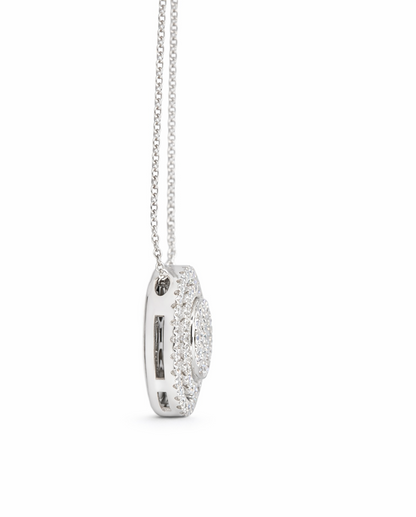 Round Pavè Double Halo pendant