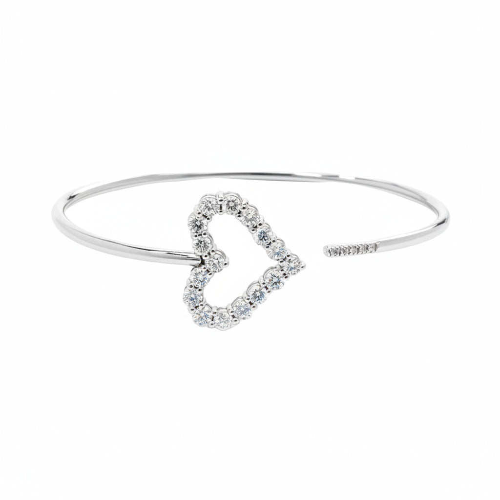 white gold diamond bracelet open heart