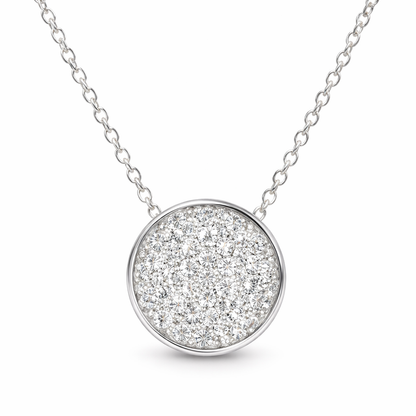classic pave round pendant in white gold