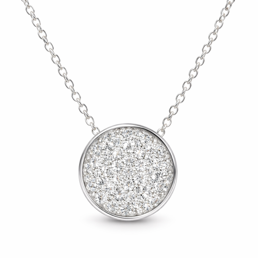 classic pave round pendant in white gold