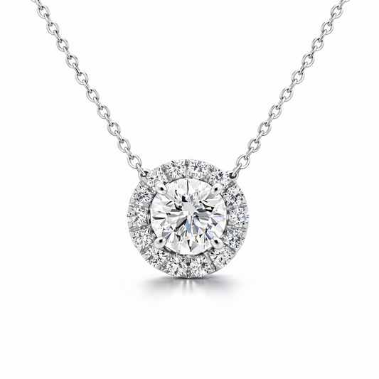 diamond halo pendant 